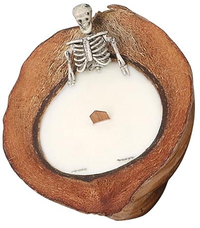 Zerodeko Schädel-Kokosnuss-Diffusor Halloween-Duftkerze Hawaii-Kerze Ornament Wohnkultur Zuhause Skelettkerze dekorative Skelettkerze Aromatherapie schmücken Knochen Soja-Wachs Dekorationen