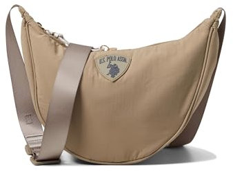 U.S POLO ASSN. USPA Nylon Banana Crossbody, Taupe, Medium