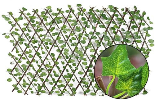 Grillage En Feuille De Lierre Artificielle, Haie Artificiel Brise-Vue Décoration Rouleau, Treillis Extensible Feuillage, Écran Jardin Pour Balcon Cour Arrière Patio