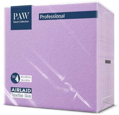 PAW - Servietten aus Airlaid - Stoffähnlich (40 x 40 cm) I 50 Stück I Ideal für Hochzeit, Taufe, Kommunion, Geburtstag I Hochwertige Tischdeko Stoffservietten - Einfarbig Lila I Monocolor violet