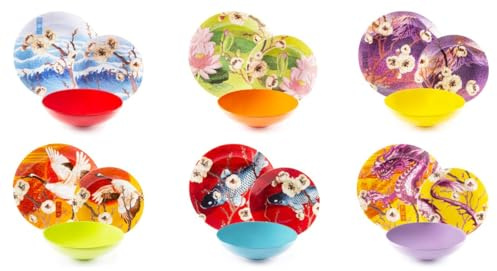 Excelsa Fuji Servizio piatti, multicolore, porcellana/stoneware, 18 pezzi