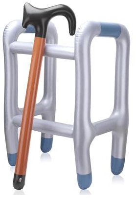 GIONAR Montatura gonfiabile Zimmer e bastone da passeggio, scherzo per travestimenti, compleanno, pensionamento, accessorio per costume da uomo anziano, per uomini, donne, nonno, decorazioni per feste