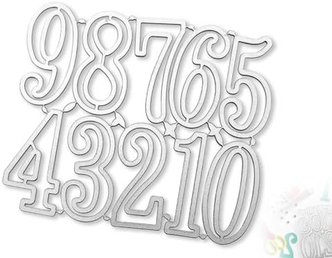 Lhbwhiz Zahlen Stanzschablone,Metall Stanzformen,Schneiden Schablonen,Zahlenstanzschablone,Stanzmaschine Prägeschablonen,Number Cutting Dies,für DIY Cutting Einladung-Karten,Papier(Silber,13.5*11.5cm)