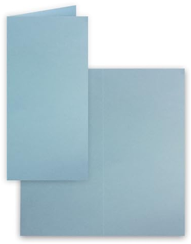 FarbenFroh by GUSTAV NEUSER 50x Falt-Karten DIN Lang - Graublau (Blau) - 10,5 x 21 cm - Blanko Doppelkarten - Klappkarten für Einladungen und Grußkarten zu Weihnachten und Geburtstag