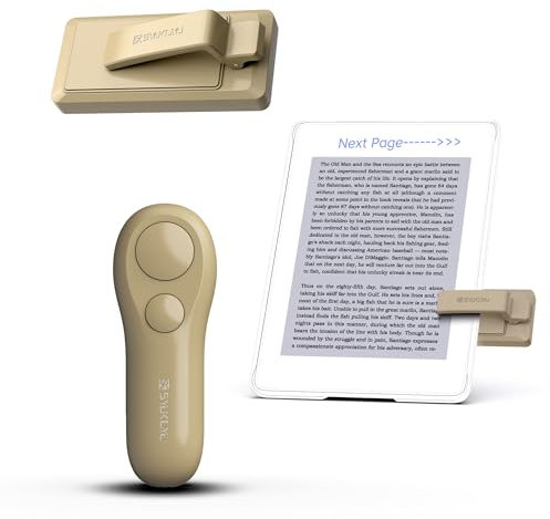 SK SYUKUYU Page Turner para Kindle eReaders Accesorios, RF Control de Página Remoto Clicker para iPad Tablets Lectura Novelas Comics, Cámara Remota y Botón de Video(Marrón Claro)