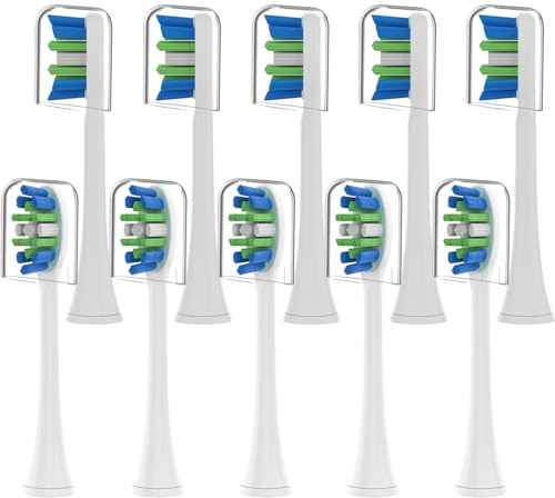 10er AYAITEE Ersatzbürsten Kompatibel mit Philips Sonicare Elektrische Zahnbürste, Aufsteckbürsten Passend für 4500 4300 5100 9000 3100 Standard Bürstenköpfe