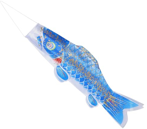 ORFOFE Koi Koinobori Windsock Dekorativer Gartenschmuck Japanische Fisch-windsocke Leichtem Gold Blau Für Außenbereich Garten Und Heimdekoration