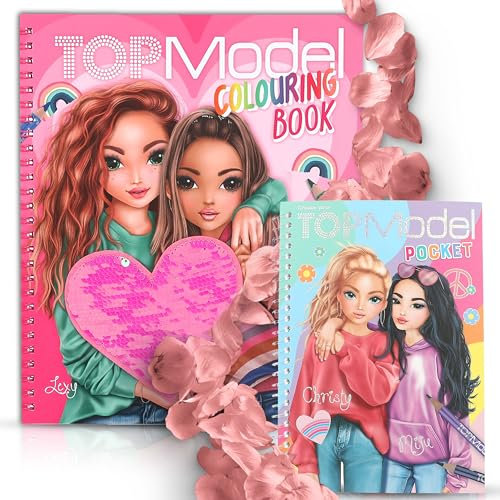 TOPModel Malbuch mit Pailletten & Pocket Malbuch: 40 Motive zum Ausmalen und Designen cooler Looks mit Stickern, plus 120 Seiten im handlichen Format mit Model-Figurinen und trendigen Accessoire-Stick