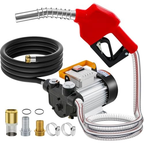 550W 220V Electric Diesel Transfer Pump, 20L-60L/min Fuel Transfer Pumps with Auto Shut-off Nozzle Hoses, Self Priming Fuel Transfer Extractor Pump Kit With Copper Motor and Low Noise
