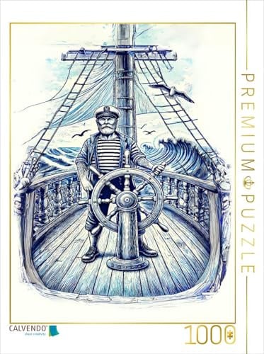 CALVENDO Puzzle Seemann mit am Ruder des Segelschiffes | 1000 Teile Lege-Größe 64 x 48 cm Foto-Puzzle für glückliche Stunden