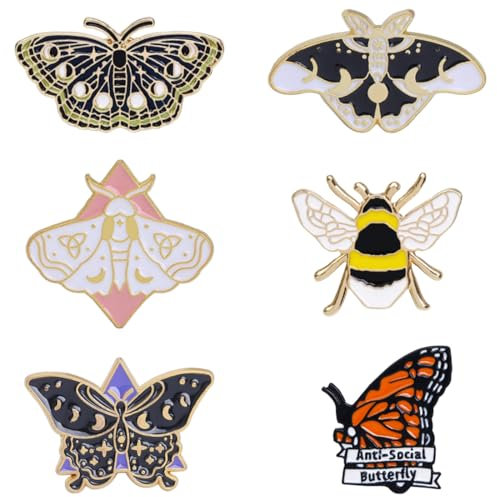 DWFEYOI 10 Stück Schmetterling Brosche Emaille Glühwürmchen Motte Insekt Anstecknadel Hutnadel Abzeichen Kleidung Rucksack Zubehör,anstecker pin,broschen,pin anstecker