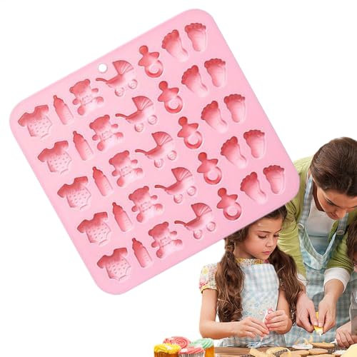 Stampo in silicone a di piedini di bambino per baby shower, stampi per cioccolatini, 35 celle, stampi da cucina per dolci, per compleanni, vacanze, Natale