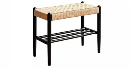 Banco de entrada de madera artesanal de cuerda de granja, banco de entrada de cocina natural asiática, bancos de mesa de cocina interior de granja, para comedor, dormitorio, sala de estar