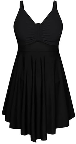 Hanna Nikole Women's Plus Size Skirted One-Piece Swimsuits Tummy Control Swimwear Shape Swimming Costume Ruffled Swim Dress Soft Bathing Suits with Built in Swim Shorts