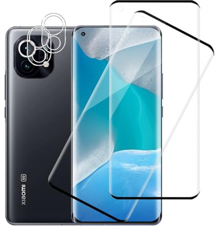 Carantee 2+2 Stück Schutzfolie für Panzerglas für Xiaomi Mi 11 5G, 3D Keine Blasen Folie mit Kameraschutz, Anti-Fingerprint Kratzfest HD-Klar Displayschutzfolie für Xiaomi 11 Schutzglas