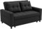 HOMCOM 2 Seater Sofa Bed, Convertible Pull Out Sofa Bed with Adjustable Backrest, Cup Holders and Pillows, Click Clack Settee for Living Room, Bedroom, Guest Room, Black