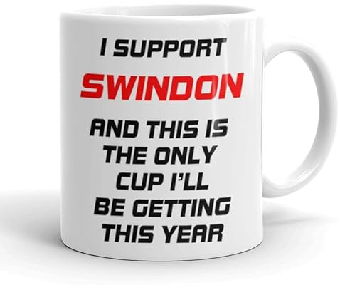 VIROSA Funny Football Mug – “This is The Only Cup I’ll Be Getting This Year” – Funny Gift for Swindon Fans, Dad, Brother or Friend – 11oz Ceramic Coffee Cup – Birthday, Xmas, Father’s Day