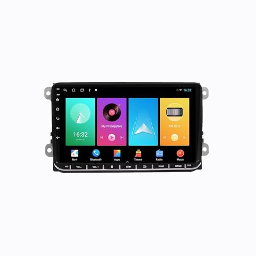 9 Android 15 Pantalla Táctil Radio 2 DIN Coche Pantalla para VW Volkswagen Polo Passat Jetta Touran Skoda con Enlace Espejo/GPS/FM/BT/Ventilador de refrigeración/Reproductor Multimedia(8+256G)