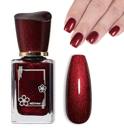 Rot Glänzend Nagellacke - Schnell Trocknend Ungiftig -Langanhaltender Wasserbasierter Nagellack für Frauen Nail Art Maniküre Kunst Ohne UV-Lampe, Regulärer Farblack, Air Dry Nail polish (RedA, 14ML)