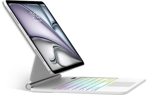 SENGBIRCH Magic Clavier pour iPad Air 13 M3 2025/M2 2024 - AZERTY Français Bluetooth Clavier avec pavé Tactile, Design magnétique Flottant Magic Keyboard, Coque pour iPad Pro 12.9 (6-3e) Gén, Blanc