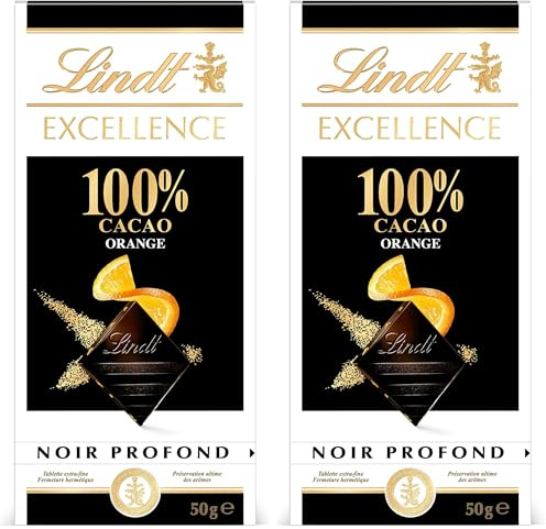 EXCELLENCE NOIR 100% CACAO ORANGE Tablette 50 g (Lot de 2)