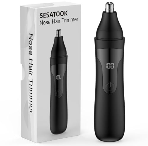 Nose Hair Trimmer, Rechargeable Professional Painless Nose Trimmer for Ear and Eyebrow, with Dual Edge Blades Easy Cleaning and Washing NoseTrimmer