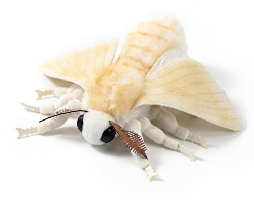 PuffPurrs Lebensechte Seidenspinner Plüschtier – 33 cm Rundlicher Nachtfalter, Realistisches Insekten Kuscheltier Für Natur Und Bildung
