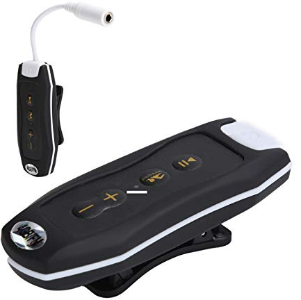 Generic Reproductor de Música de Buceo Resistente Al Agua de 4 GB con Auriculares y Clamp/Holder para Nadar, MP3 Subacuático, MP3 Deportivo Portátil IPX8 FM, Negro