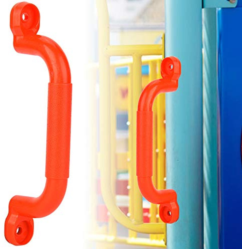 Drfeify Playground Safety Handle, A Pair of Plastic Kids Playground Handle with Accessories Kit(4 Gasket, 4 Screw, Nut) for Kids Outdoor Fitness (Red)