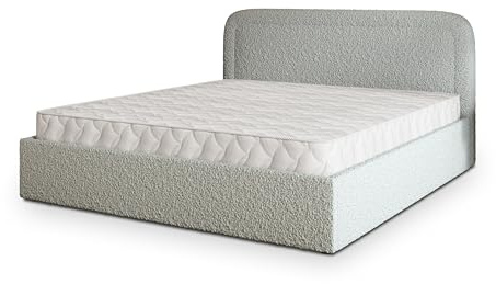 Masseno Polsterbett BENIRA Q 120x200 cm, Doppelbett, Bettkasten, Stauraum, Lattenrost Und Kopfteil - Hellgrau, Quelle 83