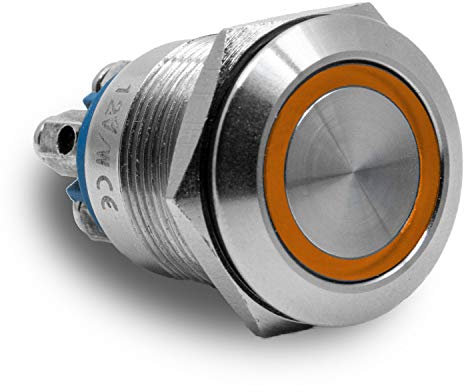 LED Taster mit Schraubkontakten (Orange) Bohrung 19 mm Klingeltaster Klingelplatte Klingel Klingelschild