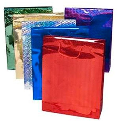 WhizzTech - Large Size Holographic Gift Bag - Assorted Colours - Pack of 3