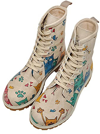 DOGO Stivale Stringato Cat Lovers Beige/Multicolore EU 38