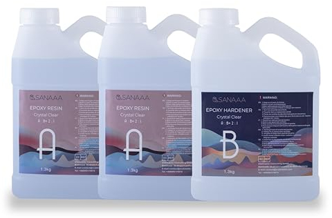 SANAAA Epoxidharz transparent für Holz, 10 cm Tiefe 2:1 Ratio，DIY Harz Handwerk, Tischplatten - Blasenfreies Epoxy Resin für Schmuckherstellung, Harzformen, Holz, Formen (3,9 kg)