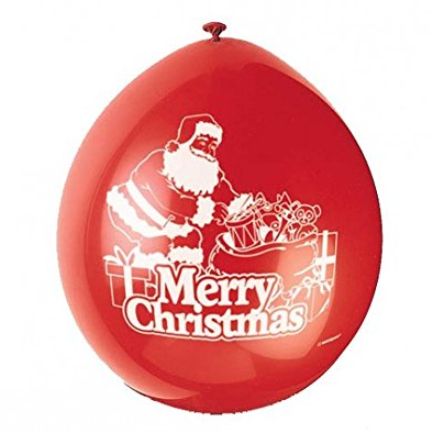 Unique Party Latex-Luftballons Weihnachtsmann mit Aufdruck Merry Christmas, 10 Stück, 22,9 cm
