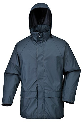 Portwest S350 Sealtex AIR Jacket Long Sleeve Hooded Waterproof Tricot Knit | Navy, Medium, EN 343 Class 4:1, EN 13034, Inner Elasticated Cuff, Double Storm Flap, Secure Storage, Breathable Fabric