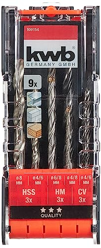 KWB Powerbox 49109154 - Juego de brocas pared,metal,madera, 9 piezas