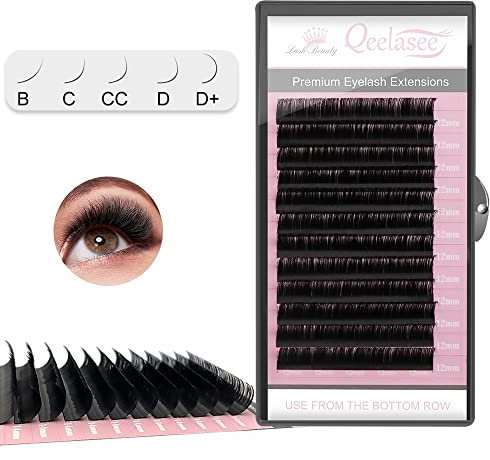Qeelasee Extension de cils individuels en vison 0,07 C Curl 13 mm Coréen PBT Cils doux Faux cils