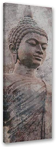 Feeby Wandbilder Buddha Zen XXL 40x120 cm 1Teilig Modern Wohnzimmer Schlafzimmer Bilder Leinwandbilder Bild auf Leinwand Kunstdruck Wanddeko Design Spa Kultur Religion Braun