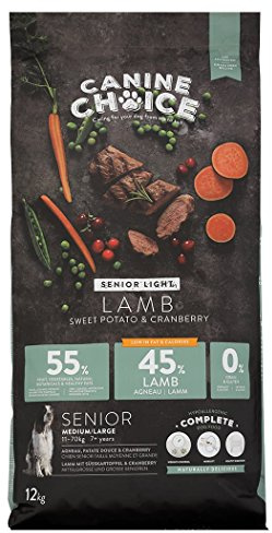 Canine Choice Senior Light Trockenfutter für Hunde - Lamm 12kg | 45% frisches Lamm, getreidefrei, fettarmes Trockenfutter mit Gemüse & Pflanzen | Hypoallergen, Gelenk-, Gewichts