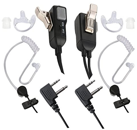 Reyinl RYL13 Two Way Radio Headset Noise Canceling Transparent Security Earpiece for Midland GMRS/FRS Radios with PTT/VOX - Pair
