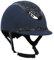 QHP Reithelm Glitz Mikrofaser mit glitzerndem Oberteil, Abnehmbarer Riemen (57/59, Navy)