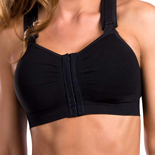 LIPOELASTIC® LipoBra - nach Operationen Nahtloser BH mit Haken vorne und Ösenverschluss Gr. M, Schwarz