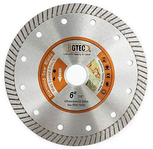 BGTEC Diamond Tile Blade 150mm Super Thin Turbo Rim Concrete Porcelain Saw Blade with 22.23mm Arbor for Cutting Porcelain Tile Ceramic Granite Marble Hard Material Cutting Disc