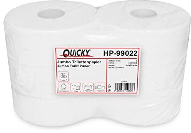Quicky Jumbo Toilettenpapier 2-lagig, 25 cm Ø, hochweiß, feine Punktprägung, 6 Rollen - Saugfähig & reißfest für maximale Hygiene, ideal für öffentliche Einrichtungen & Industrie