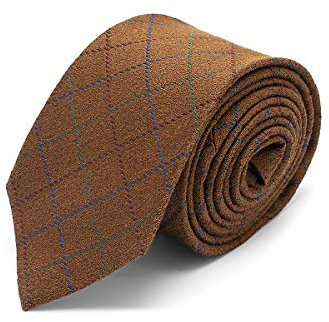 Brera67: elegante Krawatte aus Seide und Wolle 148 x 8 mit braunen Rauten | Krawatten für Herren | Krawatte Jungen | Accessoires Männer für Jacke und Anzug