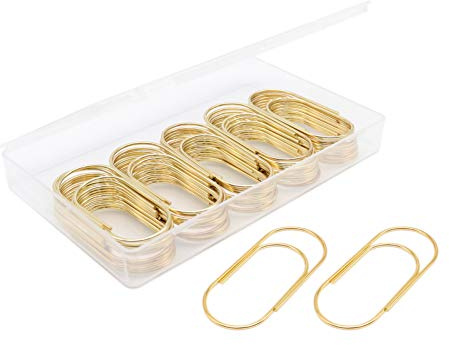 YOPINK Gold Paper Clips, Jumbo/Large, Non-Skid and Smooth, 50 Clips/Box