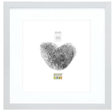 Deknudt Frames Bilderrahmen mit Passepartout - Silber - S66KD1 P1 20x20cm für Bild 13x13cm - Bilderrahmen Holz MDF - Bilder aufhängen oder ausstellen
