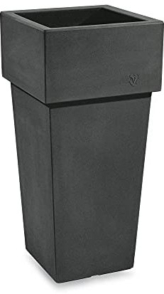 Cache pot carré en résine Gemini h. 70 cm. Antracite