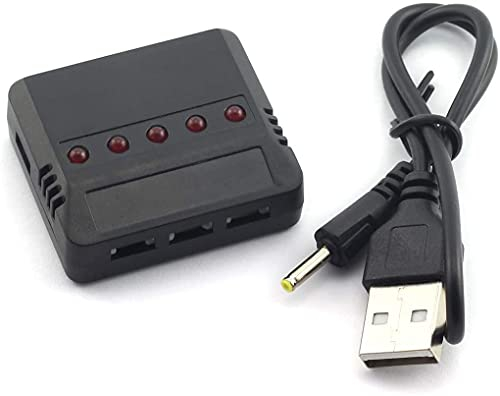 YUNIQUE GREEN-CLEAN-POWER - Universelles 5-in-1 USB Lithium Ladegerät | Für Hubsan H107D, Syma X5C, RC-Helikopter, Quadcopter | Überladungsschutz, Schwarz, Kunststoff
